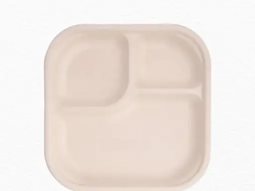 Biodegradable Meal Plates- 3 Compartments Sustainable Lunch Plates
