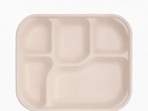 Organic Meal Trays- 5 Compartments Biodegradable Meal Plates